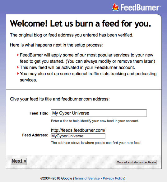 Adding an email subscription button to your blog by using Feedburner