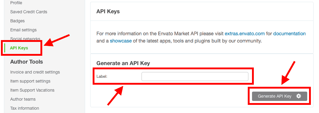 How to generate an Envato Marketplace API key