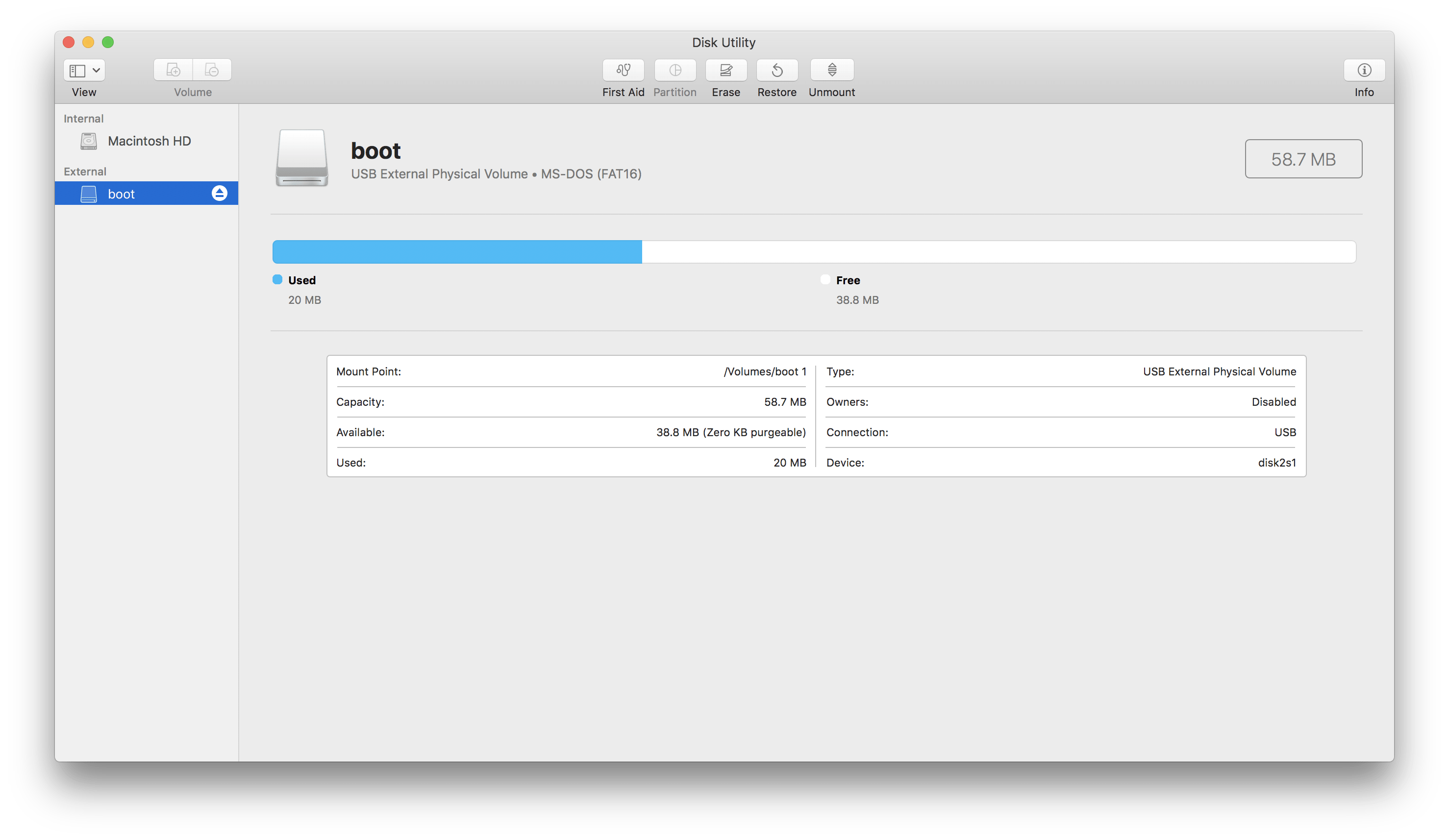 find disk identifier for usb drive on mac