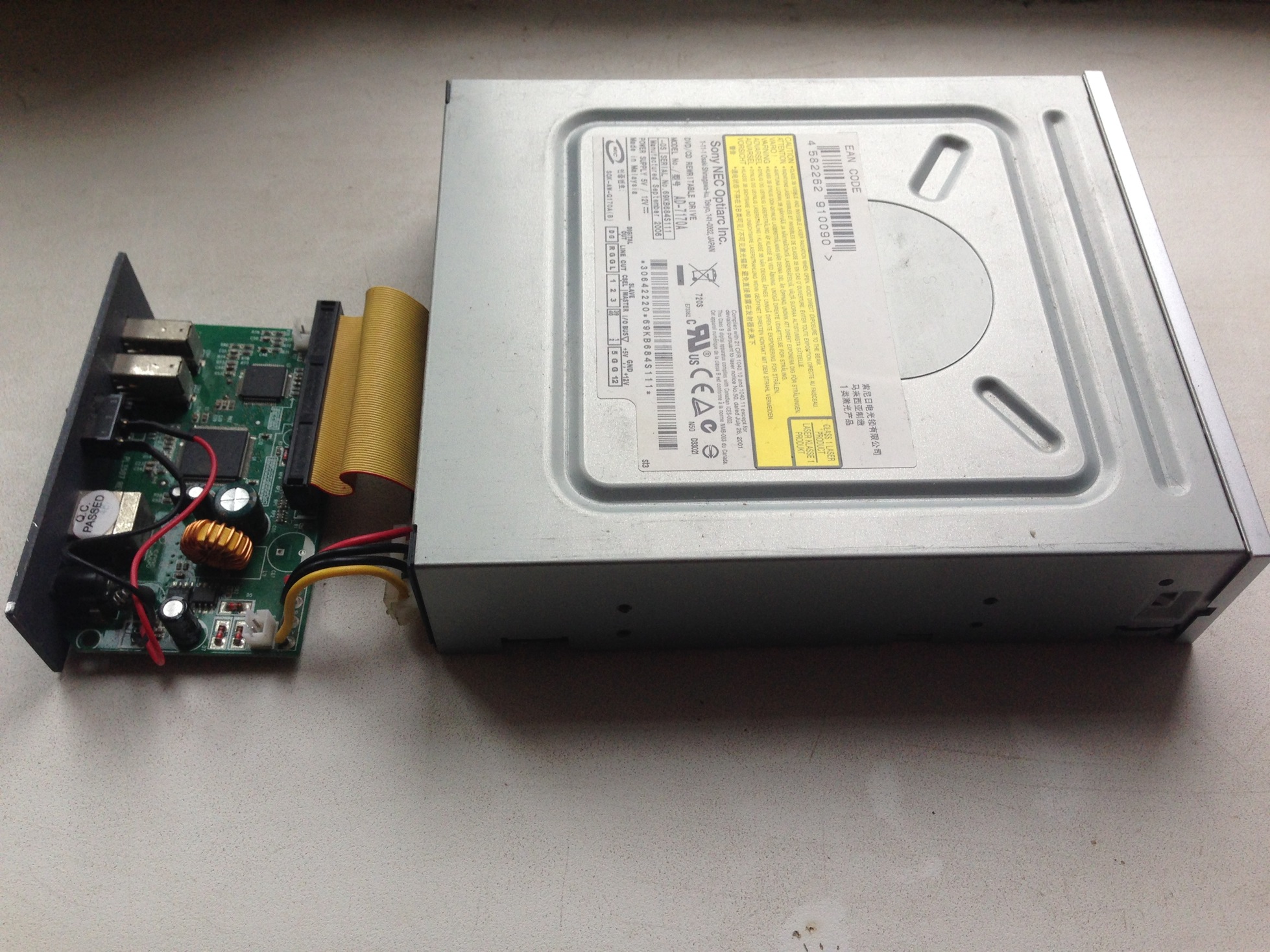External optical disk drive from the external HDD drive