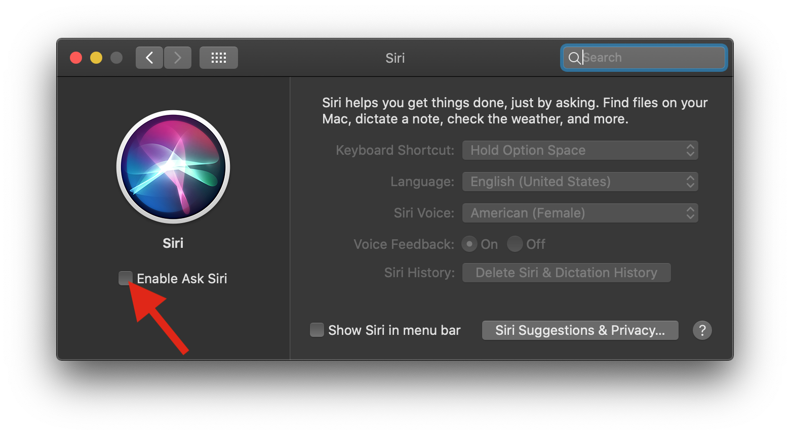 Как удалить siri mac os