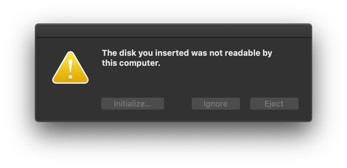 my passport for mac disk you inserted was not readable by this computer