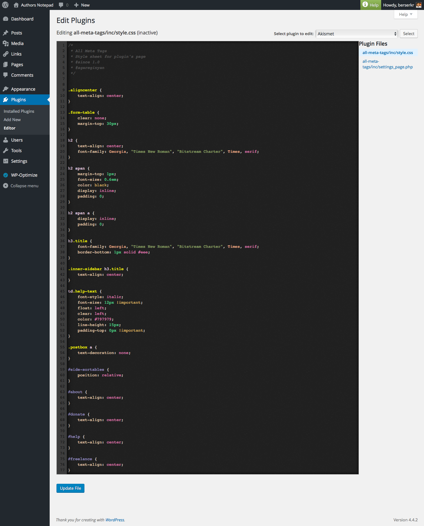 WP plugin "Syntax Highlighter for WP Editor" by Space X-Chimp