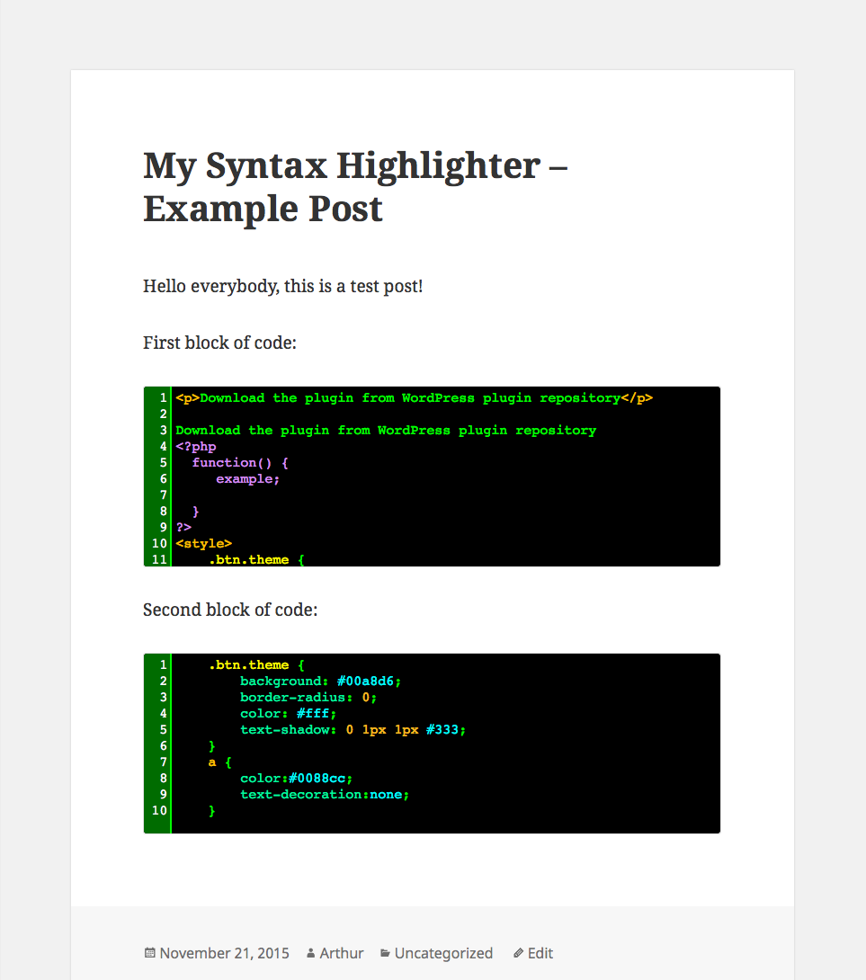 WP plugin "My Syntax Highlighter PRO" by Space X-Chimp